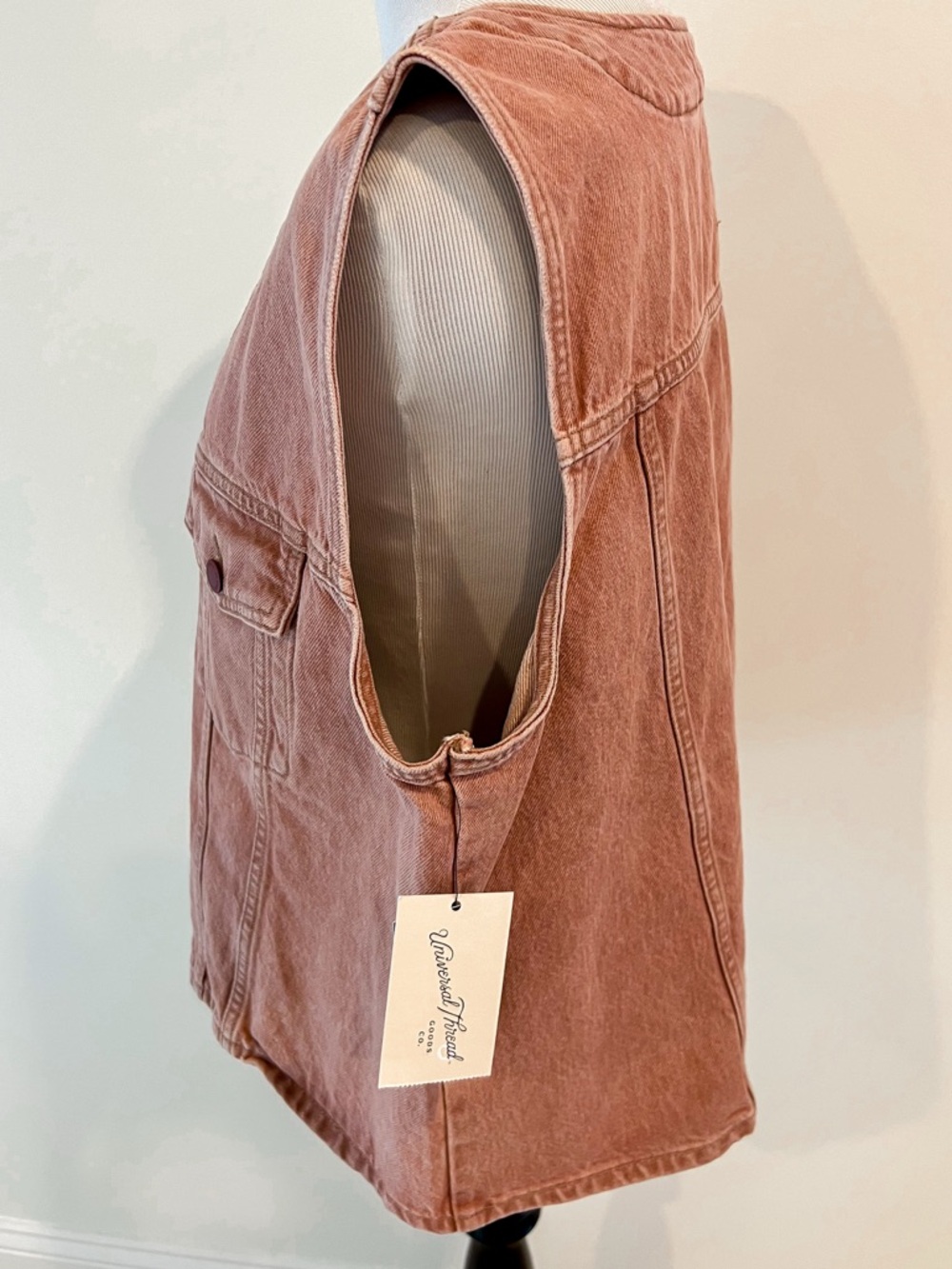 NWT Universal Thread Dusty Rose Clay Denim Vest Women’s Sz XL - Picture 5 of 14